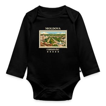 Vltava Chișinău Vintage Travel Brand - Organic Longsleeve Baby Bodysuit - black - Front
