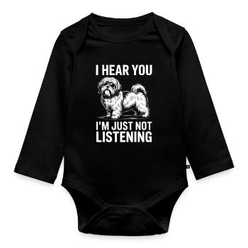 Lhasa Apso Drôle, Cadeau Lhasa Apso - Body Bébé bio manches longues - noir - Devant