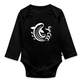 Springender Wal Silhouette Meeresmotiv - Baby Bio-Langarm-Body - Schwarz - Vorne