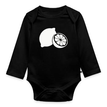 Zitrus-Silhouette Zitronen - Baby Bio-Langarm-Body - Schwarz - Vorne