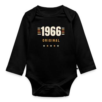 1966 Original Jahrgang Retro 60. Geburtstag Gesche - Baby Bio-Langarm-Body - Schwarz - Vorne