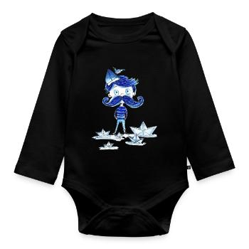 Mr. Blue - Organic Longsleeve Baby Bodysuit - black - Front