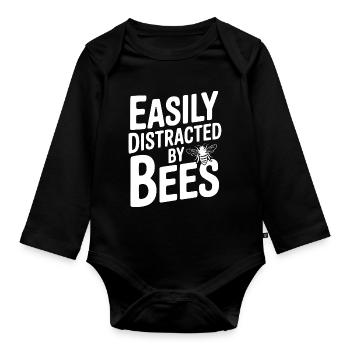 Leicht von Bienen ablenken lassen - Baby Bio-Langarm-Body - Schwarz - Vorne