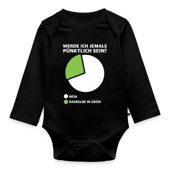 Werde ich pünktlich sein? Diagramm - Baby Bio-Langarm-Body - Schwarz - Vorne
