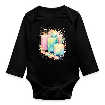 Reisekoffer Pastel Colour Splash Art - Baby Bio-Langarm-Body - Schwarz - Vorne