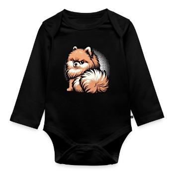 Poméranien Poméranien Spitz Chien Miniature Spitz Holder - Body Bébé bio manches longues - noir - Devant