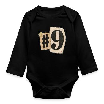 Number Nine Collage Typography - Organic Longsleeve Baby Bodysuit - black - Front