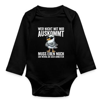 Wer Nicht Mit Mir Auskommt muss Eben Nnoch Ein  - Baby Bio-Langarm-Body - Schwarz - Vorne