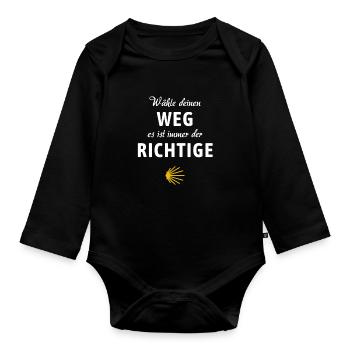 Camino - Der richtige Weg | Jakobsweg, Pilger, - Baby Bio-Langarm-Body - Schwarz - Vorne