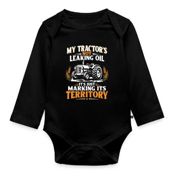 Lustiger Traktor Spruch Vintage Bauern mit Humor - Baby Bio-Langarm-Body - Schwarz - Vorne