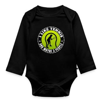 J’AIME LE TENNIS ET PEUT-ÊTRE TROIS PERSONNES - Body Bébé bio manches longues - noir - Devant
