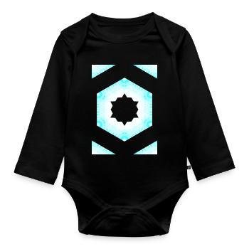 Motif d’étoiles en kaléidoscope azur - Body Bébé bio manches longues - noir - Devant