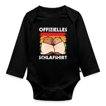 Life is Better with Capybaras - Süßes Nagetier - Baby Bio-Langarm-Body - Schwarz - Vorne