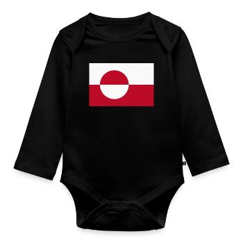 Grönländische Flagge – grönländische Flagge - Baby Bio-Langarm-Body - Schwarz - Vorne