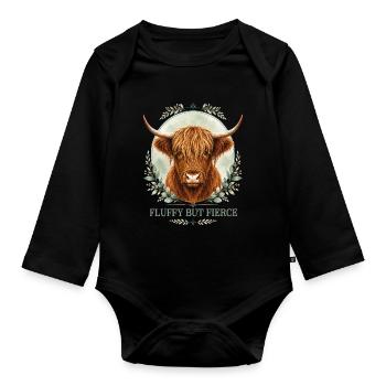 Flauschige, aber furchtlose Highlander-Sammlung - Baby Bio-Langarm-Body - Schwarz - Vorne