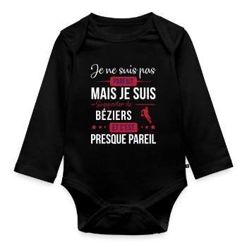 Je Ne Suis Pas Parfait Mais Je Suis Supporter D... - Body Bébé bio manches longues - noir - Devant