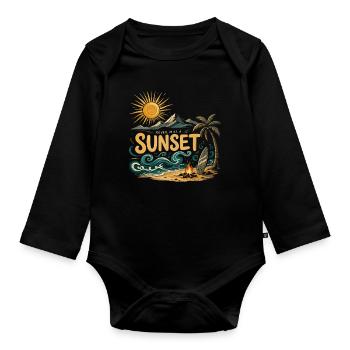 Sonnenuntergang am Strand Surf - Baby Bio-Langarm-Body - Schwarz - Vorne