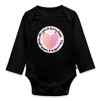 Pastellherz Liebe - Baby Bio-Langarm-Body - Schwarz - Vorne