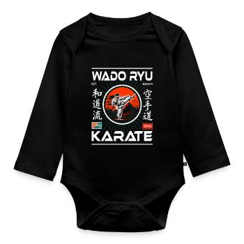 Wado-Ryu Martial Arts Outfit für den Karateka - Baby Bio-Langarm-Body - Schwarz - Vorne