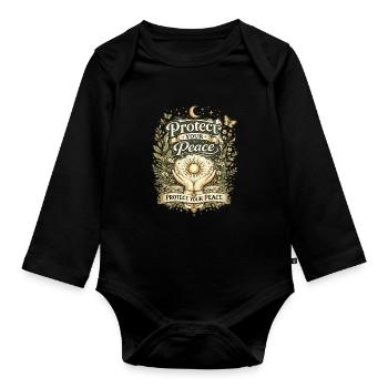 Protecting Your Peace - Organic Longsleeve Baby Bodysuit - black - Front