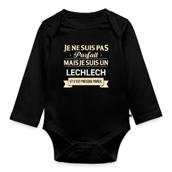 Je Ne Suis Pas Parfait Mais Je Suis Un Lechlech... - Body Bébé bio manches longues - noir - Devant