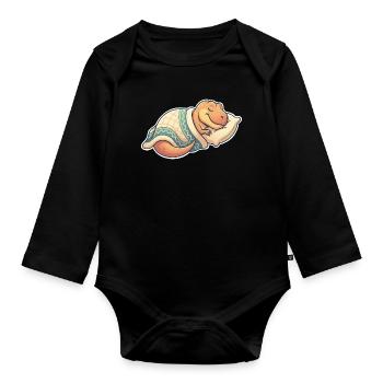 Schlafender Dinosaurier - Baby Bio-Langarm-Body - Schwarz - Vorne