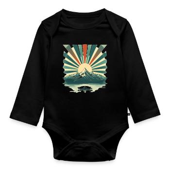 Sonnenaufgang über Bergsee - Baby Bio-Langarm-Body - Schwarz - Vorne