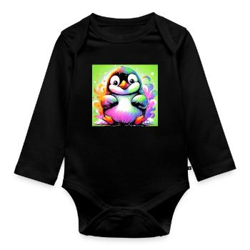 Pinguin - Baby Bio-Langarm-Body - Schwarz - Vorne