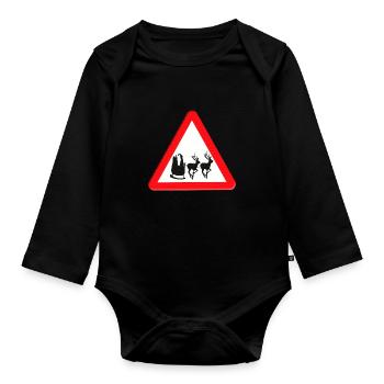 Straßenschilderwarnung für den Weihnachtsmann voraus. - Baby Bio-Langarm-Body - Schwarz - Vorne