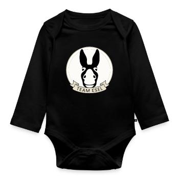Team Esel | Eselfan Geschenk für Tierfreunde - Baby Bio-Langarm-Body - Schwarz - Vorne