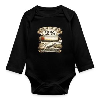 Sozialbatterie 2 % - Baby Bio-Langarm-Body - Schwarz - Vorne