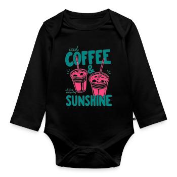 Sunshine Iced Coffee Vibes - Baby Bio-Langarm-Body - Schwarz - Vorne