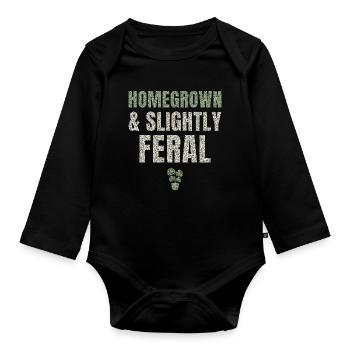 Homegrown And Slightly Feral - Baby Bio-Langarm-Body - Schwarz - Vorne