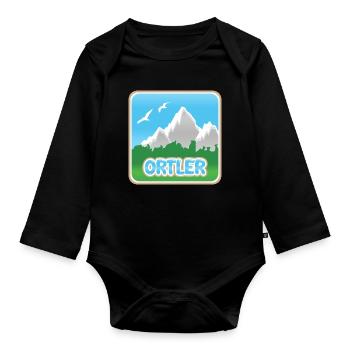 Ortler als Berg - Baby Bio-Langarm-Body - Schwarz - Vorne