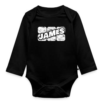 Prénom James - Body Bébé bio manches longues - noir - Devant