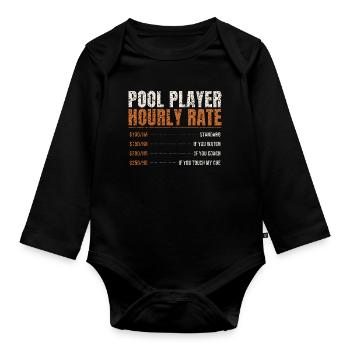 Tarif horaire des joueurs de billard - Body Bébé bio manches longues - noir - Devant