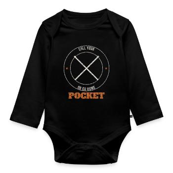 Call Your Pocket Badge - Organic Longsleeve Baby Bodysuit - black - Front