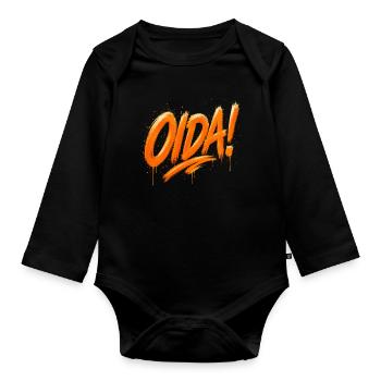 Oida! – Graffiti Brush Design - Baby Bio-Langarm-Body - Schwarz - Vorne