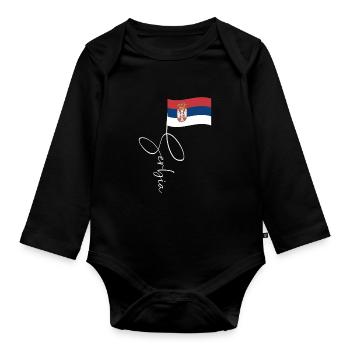 Manuscrit du drapeau serbe - Body Bébé bio manches longues - noir - Devant