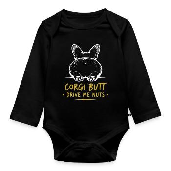 Les fesses de corgi me rendent fou - Body Bébé bio manches longues - noir - Devant