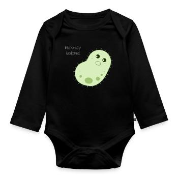 Bactéries mignonnes naturellement isolées - Body Bébé bio manches longues - noir - Devant