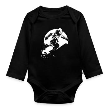 Dessin de snowboardeur - Body Bébé bio manches longues - noir - Devant