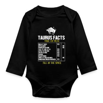 Zodiac sign Taurus - Organic Longsleeve Baby Bodysuit - black - Front