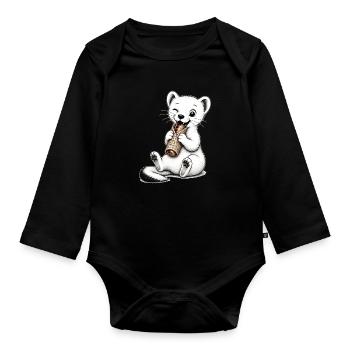 Vaelosek l hermine galette saucisse  - Body Bébé bio manches longues - noir - Devant