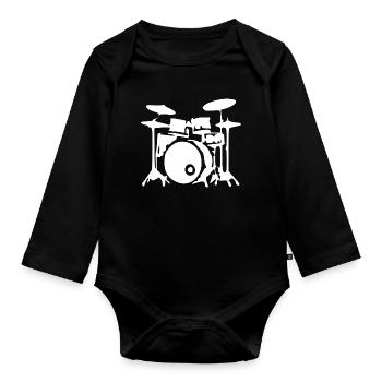Batteur Batteur Batteur Offert - Body Bébé bio manches longues - noir - Devant