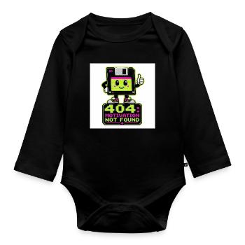 Motivation Retro 404 non trouvée - Body Bébé bio manches longues - noir - Devant