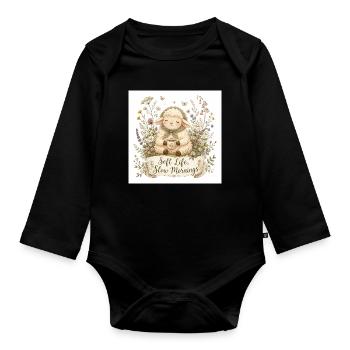 Agneau tendre avec café du matin - Body Bébé bio manches longues - noir - Devant