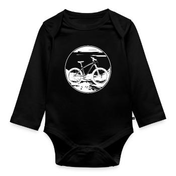 Mountain Biking Drawing - Organic Longsleeve Baby Bodysuit - black - Front