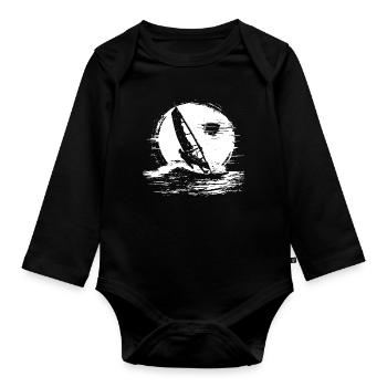 Sketch de planche à voile - Body Bébé bio manches longues - noir - Devant