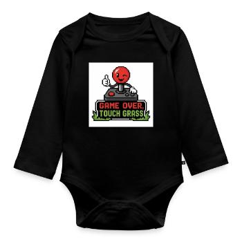 Game Over Touch Grass Pixel - Body Bébé bio manches longues - noir - Devant